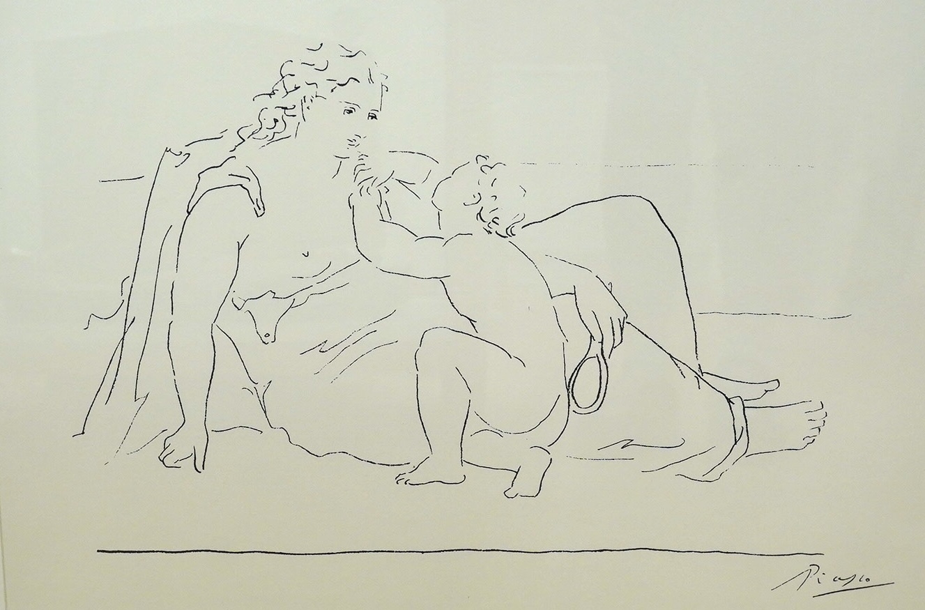 After Pablo Picasso (Spanish, 1881-1973), pair of prints, figures including mother and child, 40 x 55cm. Condition - good